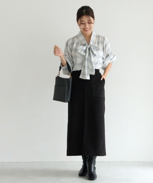 Pierrot(ピエロ)の「カット起毛ポケットIラインスカート(スカート・レディース・ベージュ系その他/ブラック/アイボリー/チャコール・M/PL/PM/L)」の21枚目の写真