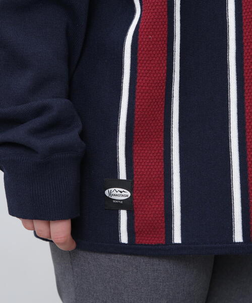 MANASTASH（マナスタッシュ）の「MANASTASH/マナスタッシュ　MCA STRIPE ZIP KNIT/ストライプジップニット（ニット/セーター・メンズ・モスグリーン/ネイビー/ブラック・L/M/S/XL）」の13枚目の写真