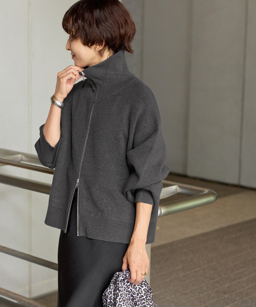 JOURNAL STANDARD relume(ジャーナルスタンダード レリューム)の「《WEB限定追加2》ダブルジップニットカーディガン(カーディガン/ボレロ・レディース・チャコールグレー/ネイビー・FREE)」の2枚目の写真