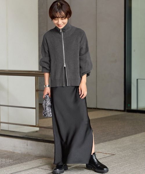 JOURNAL STANDARD relume(ジャーナルスタンダード レリューム)の「《WEB限定追加2》ダブルジップニットカーディガン(カーディガン/ボレロ・レディース・チャコールグレー/ネイビー・FREE)」の3枚目の写真