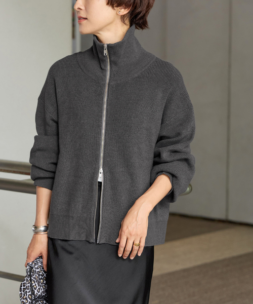 JOURNAL STANDARD relume(ジャーナルスタンダード レリューム)の「《WEB限定追加2》ダブルジップニットカーディガン(カーディガン/ボレロ・レディース・チャコールグレー/ネイビー・FREE)」の6枚目の写真
