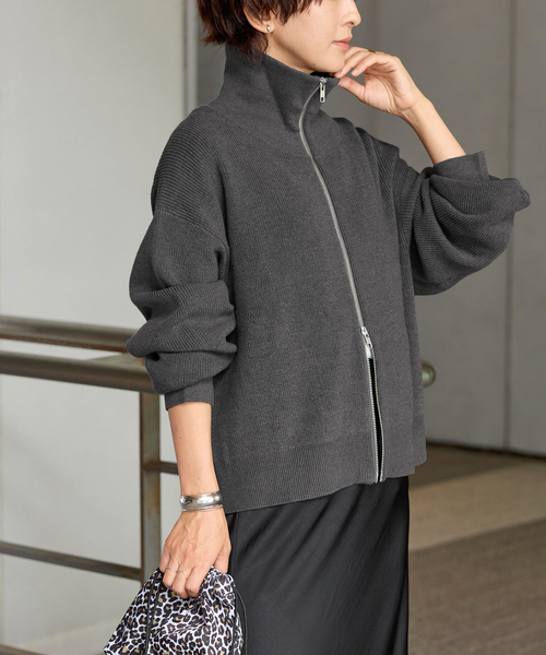 JOURNAL STANDARD relume(ジャーナルスタンダード レリューム)の「《WEB限定追加2》ダブルジップニットカーディガン(カーディガン/ボレロ・レディース・チャコールグレー/ネイビー・FREE)」の7枚目の写真