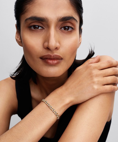 ツートーン パヴェ キューバン チェーン ブレスレット（ブレスレット