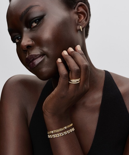 ツートーン パヴェ キューバン チェーン ブレスレット（ブレスレット