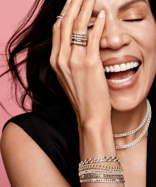 ツートーン パヴェ キューバン チェーン ブレスレット（ブレスレット