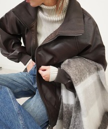 gossara | スタンドカラー合皮ブルゾン(ブルゾン)