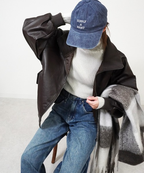 gossara（ゴサラ）の「スタンドカラー合皮ブルゾン（ブルゾン・レディース・ブラウン/ブラック・FREE）」の3枚目の写真