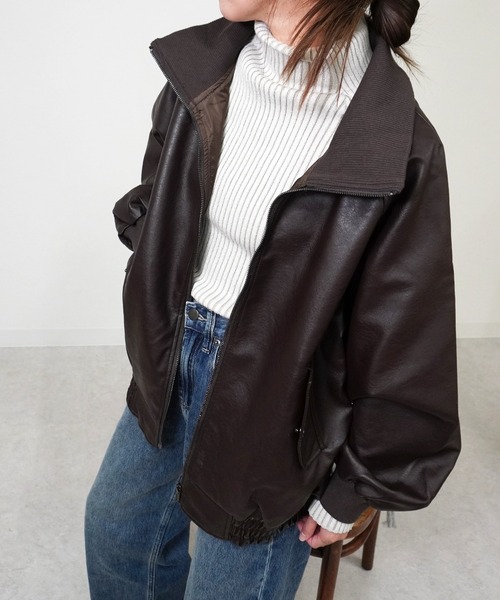 gossara（ゴサラ）の「スタンドカラー合皮ブルゾン（ブルゾン・レディース・ブラウン/ブラック・FREE）」の18枚目の写真