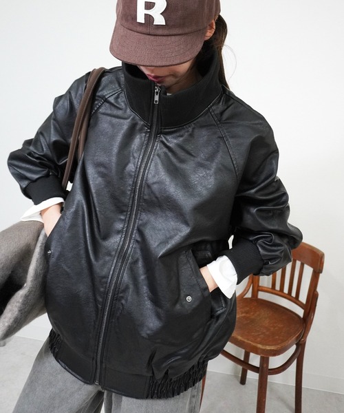 gossara（ゴサラ）の「スタンドカラー合皮ブルゾン（ブルゾン・レディース・ブラウン/ブラック・FREE）」の10枚目の写真