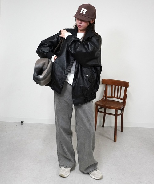 gossara（ゴサラ）の「スタンドカラー合皮ブルゾン（ブルゾン・レディース・ブラウン/ブラック・FREE）」の9枚目の写真