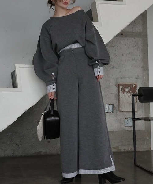 WILLFULLY（ウィルフリー）の「layered woven ponte PT（その他パンツ・レディース・チャコール/グレー/ブラック・FREE）」の4枚目の写真