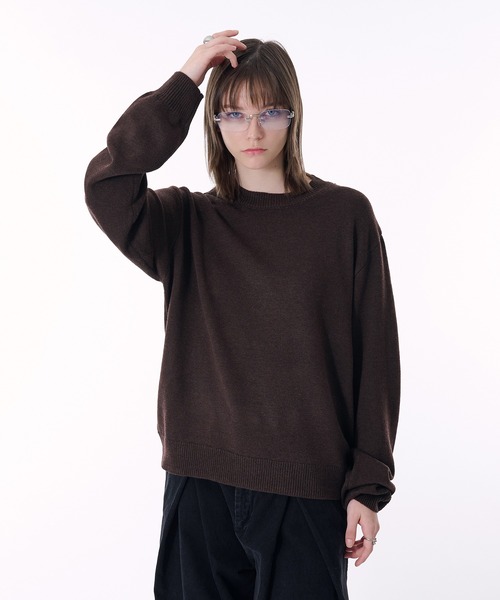 セール】WOOL BLEND BASIC KNIT/ウールブレンドベーシックニット