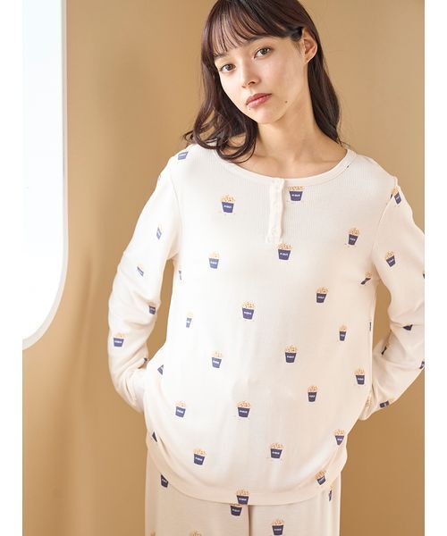 ジェラートピケ　ビスケット柄ワッフル　 ロンT &ロングパンツ ジェラートピケ gelato pique ビスケット柄ワッフルロングパンツ （BEG