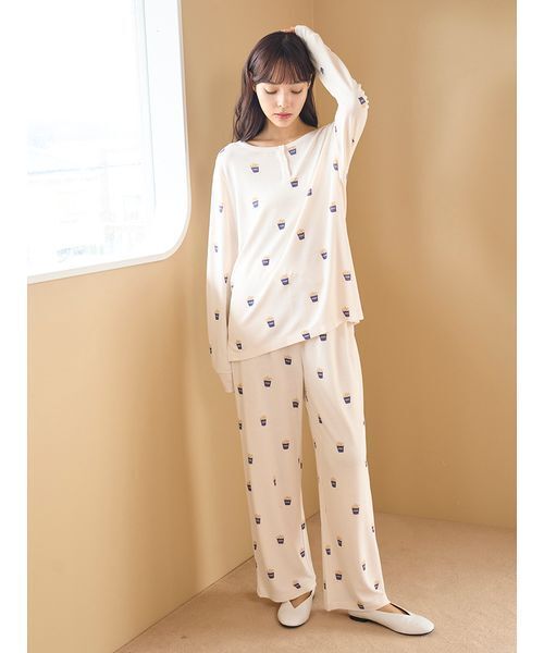 セール】モチーフ3柄ワッフルロンT（ルームウェア/パジャマ）｜gelato