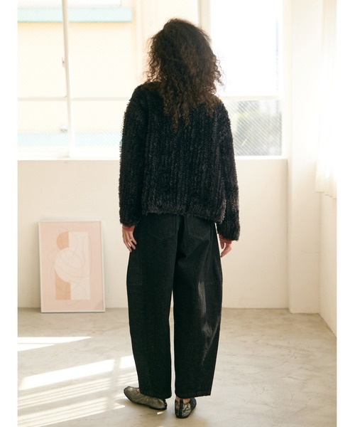 Brown&Street(ブラウンアンドストリート)の「テクスチャーフリルジャケット(ノーカラージャケット・レディース・ブラック/アイボリー・FREE)」の16枚目の写真