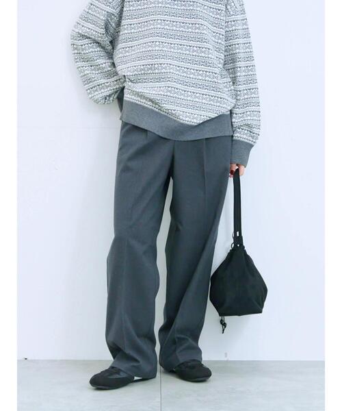 Samansa Mos2 blue（サマンサモスモスブルー）の「サイドタブ付きパンツ（その他パンツ・レディース・チャコールグレー/グレー/ベージュ・F）」の2枚目の写真