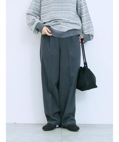 Samansa Mos2 blue（サマンサモスモスブルー）の「サイドタブ付きパンツ（その他パンツ・レディース・チャコールグレー/グレー/ベージュ・F）」の5枚目の写真