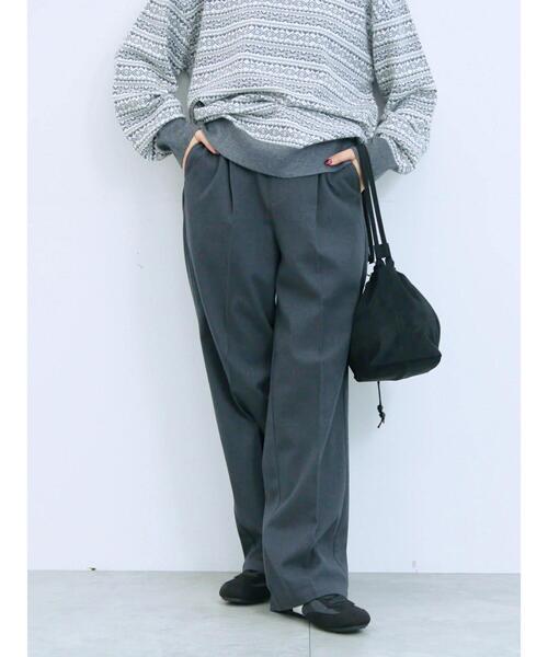 Samansa Mos2 blue（サマンサモスモスブルー）の「サイドタブ付きパンツ（その他パンツ・レディース・チャコールグレー/グレー/ベージュ・F）」の6枚目の写真