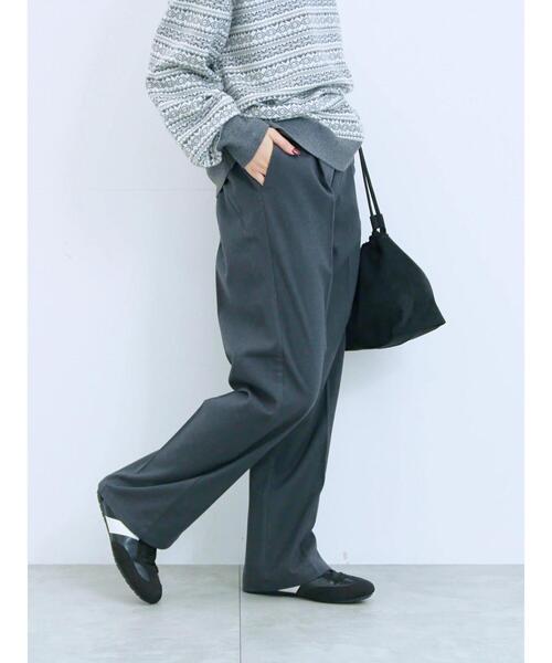 Samansa Mos2 blue（サマンサモスモスブルー）の「サイドタブ付きパンツ（その他パンツ・レディース・チャコールグレー/グレー/ベージュ・F）」の7枚目の写真