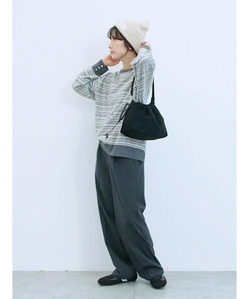 Samansa Mos2 blue（サマンサモスモスブルー）の「サイドタブ付きパンツ（その他パンツ・レディース・チャコールグレー/グレー/ベージュ・F）」の9枚目の写真