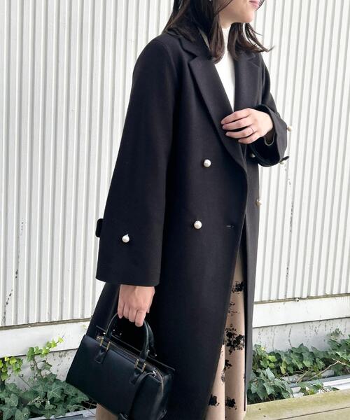 couture brooch(クチュールブローチ)の「【大人上品・ベルト付き】パール調釦チェスターコート(チェスターコート・レディース・ブラウン系/グレー/ブラック/ナチュラル・42/38/40/36)」の11枚目の写真