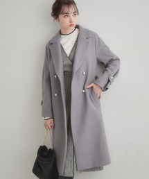 【大人上品・ベルト付き】パール調釦チェスターコート