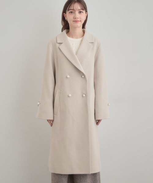 セール】【大人上品・ベルト付き】パール調釦チェスターコート