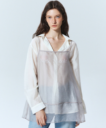 SEE-THROUGH LAYERED BUSTIER_LIGHT GRAY