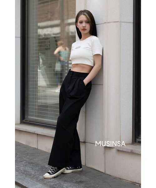 MUSINSA STANDARD WOMAN（ムシンサスタンダードウーマン）の「[クールタンダード] ウィメンズ セミバルーン ヒドゥンバンディング スラックス [ブラック]（スラックス・レディース・その他・34/32/30/31/24/25/26/27/28/29）」の5枚目の写真