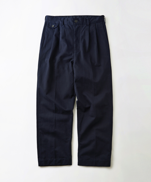 HIGH DENSITY COTTON DOUBLE PLEATED PANTS_NAVY