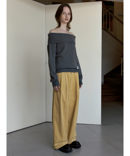 SINOON（シヌーン）の「CORDUROY WIDE PANTS (MUSTARD)（その他パンツ・レディース・マスタード・SMALL/MEDIUM）」の2枚目の写真