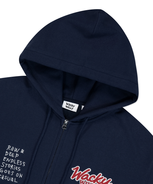 Wacky WiLLy(ワッキーウィリー)の「タイポアプリケフードジップアップネイビー(パーカー・レディース・その他・SMALL/X-LARGE/MEDIUM/LARGE)」の4枚目の写真
