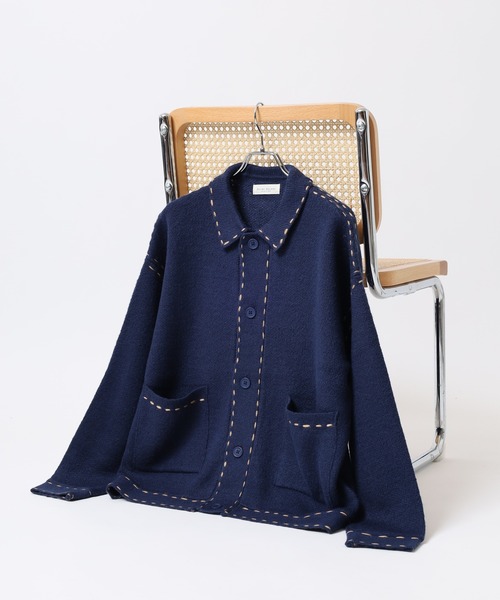 many men many mind(メニーメンメニーマインド)の「MANYMENMANYMINDS ハンドステッチニットJKT(ニット/セーター・メンズ・ネイビー/ベージュ/ブラック/チャコール・M/L)」の4枚目の写真
