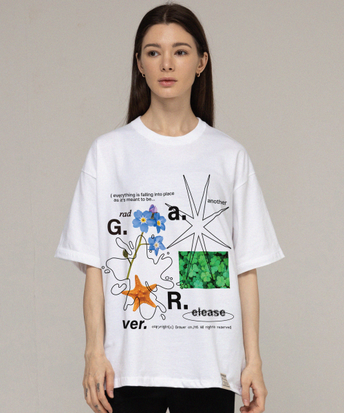 GRAVER（グレーバー）の「[ユニセックス]G NO.1 コラージュ 半袖Tシャツ_ホワイト（Tシャツ/カットソー・レディース・ホワイト・X-LARGE/SMALL/MEDIUM/LARGE）」の3枚目の写真