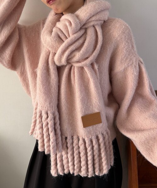 CAPRICIEUX LE'MAGE（カプリシューレマージュ）の「モヘア起毛マフラー（マフラー・レディース・チャコールグレー/ピンク/モカ・FREE）」の3枚目の写真