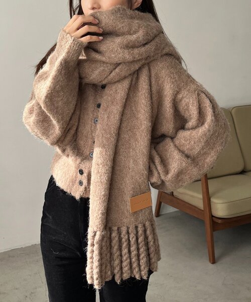 CAPRICIEUX LE'MAGE（カプリシューレマージュ）の「モヘア起毛マフラー（マフラー・レディース・チャコールグレー/ピンク/モカ・FREE）」の13枚目の写真