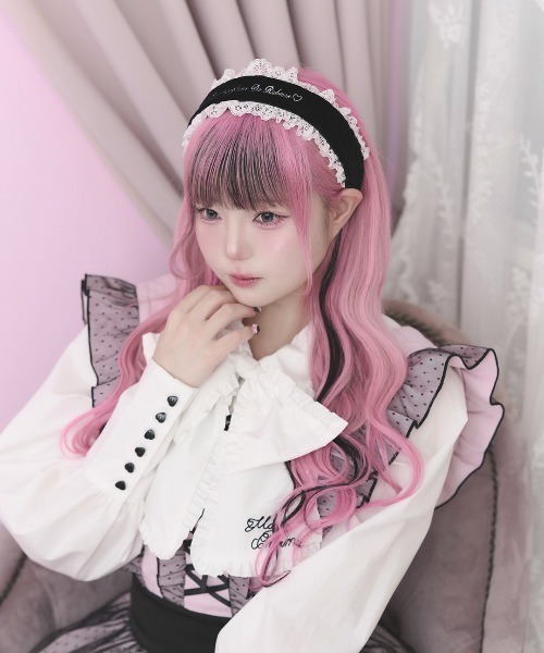 ロゴ刺繍レースカチューシャ / ベロア 太め（カチューシャ）｜Magia