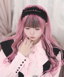 Magia Charm（マギアチャーム）の「ロゴ刺繍レースカチューシャ / ベロア 太め（カチューシャ）」