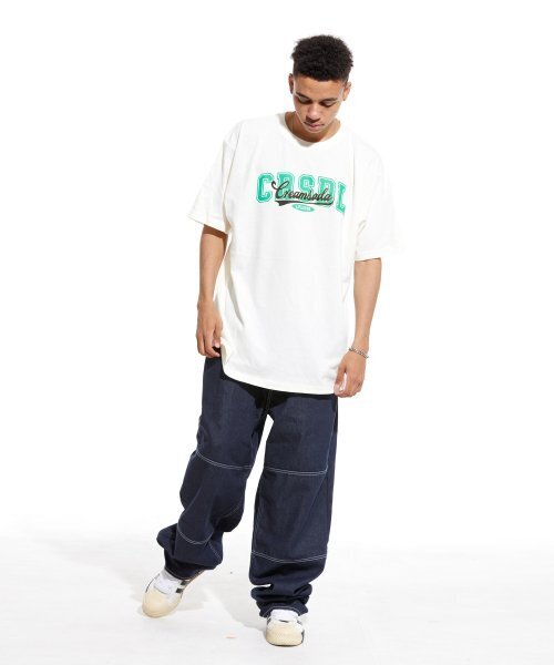 CREAM SODA LAB(クリームソーダラボ)の「オーバーラップ半袖Tシャツアイボリーグリーン(Tシャツ/カットソー・メンズ・その他・LARGE/MEDIUM)」の4枚目の写真