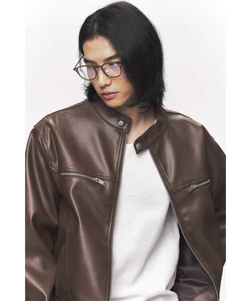 BLACK MOMENT（ブラックモーメント）の「モダンビーガンレザーバイカージャケット[ブラウン]（ライダースジャケット・メンズ・ブラウン・MEDIUM/LARGE）」の5枚目の写真