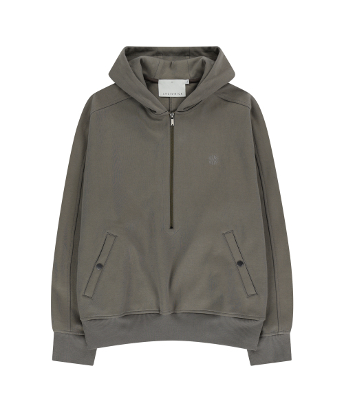 UNGIMMICK(アンジミック)の「HALF ZIP-UP HOODIE (KHAKI)(パーカー・メンズ・その他・MEDIUM/LARGE)」の1枚目の写真