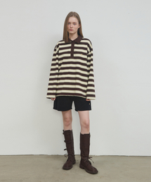 ANC STRIPE POLO RUGBY SWEATSHIRT_BROWN