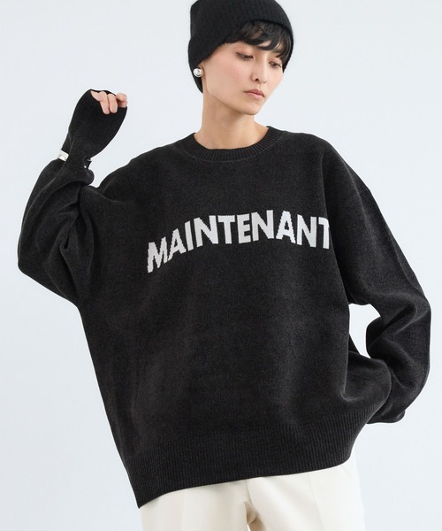 BARNYARDSTORM（バンヤードストーム）の「BARNYARDSTORM / ソフトタッチロゴプルオーバー（ニット/セーター・レディース・ブラック/ライトグレー/チャコールグレー/オフホワイト・FREE）」の9枚目の写真