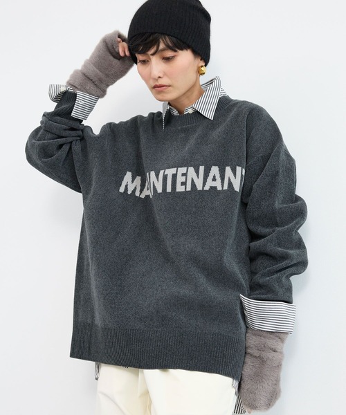 BARNYARDSTORM（バンヤードストーム）の「BARNYARDSTORM / ソフトタッチロゴプルオーバー（ニット/セーター・レディース・ブラック/ライトグレー/チャコールグレー/オフホワイト・FREE）」の12枚目の写真