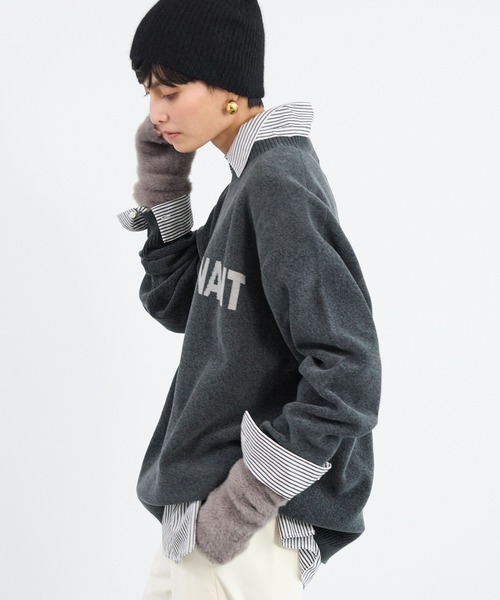 BARNYARDSTORM（バンヤードストーム）の「BARNYARDSTORM / ソフトタッチロゴプルオーバー（ニット/セーター・レディース・ブラック/ライトグレー/チャコールグレー/オフホワイト・FREE）」の13枚目の写真