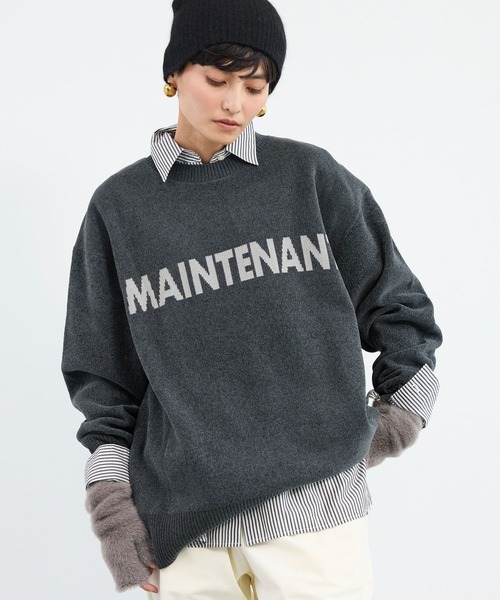 BARNYARDSTORM（バンヤードストーム）の「BARNYARDSTORM / ソフトタッチロゴプルオーバー（ニット/セーター・レディース・ブラック/ライトグレー/チャコールグレー/オフホワイト・FREE）」の20枚目の写真