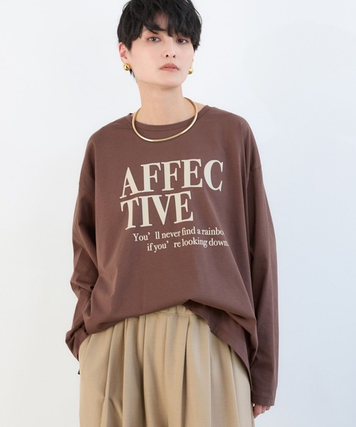 BARNYARDSTORM(バンヤードストーム)の「BARNYARDSTORM / ワイドシルエットロゴロンT / マシンウォッシャブル(Tシャツ/カットソー・レディース・チャコール/ホワイト/ブラウン・FREE)」の1枚目の写真