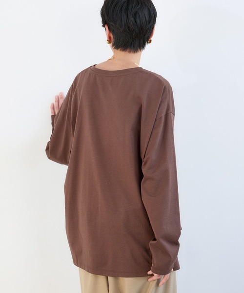 BARNYARDSTORM(バンヤードストーム)の「BARNYARDSTORM / ワイドシルエットロゴロンT / マシンウォッシャブル(Tシャツ/カットソー・レディース・チャコール/ホワイト/ブラウン・FREE)」の12枚目の写真