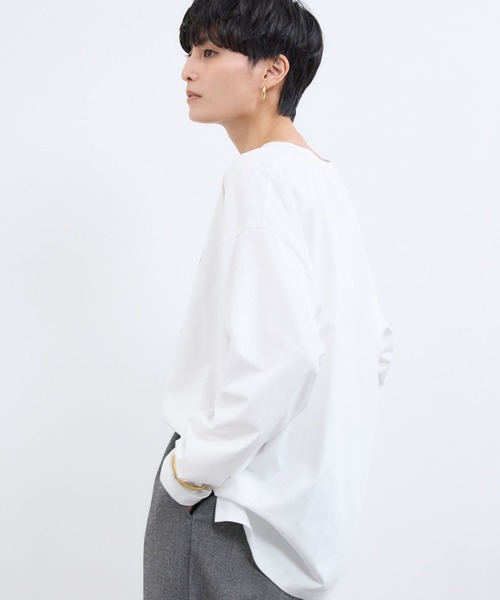 BARNYARDSTORM(バンヤードストーム)の「BARNYARDSTORM / ワイドシルエットロゴロンT / マシンウォッシャブル(Tシャツ/カットソー・レディース・チャコール/ホワイト/ブラウン・FREE)」の18枚目の写真