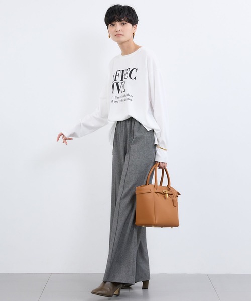 BARNYARDSTORM(バンヤードストーム)の「BARNYARDSTORM / ワイドシルエットロゴロンT / マシンウォッシャブル(Tシャツ/カットソー・レディース・チャコール/ホワイト/ブラウン・FREE)」の19枚目の写真